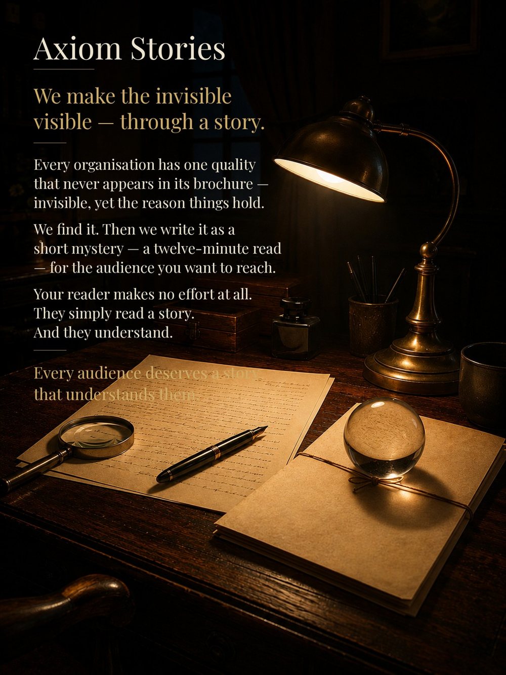 Axiom Stories — stories crafted for intended audiences, surfacing the invisible.