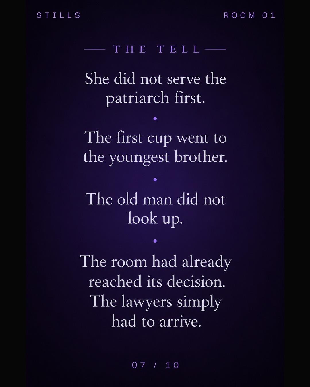 Text still revealing the tell: the first cup goes to the youngest brother.