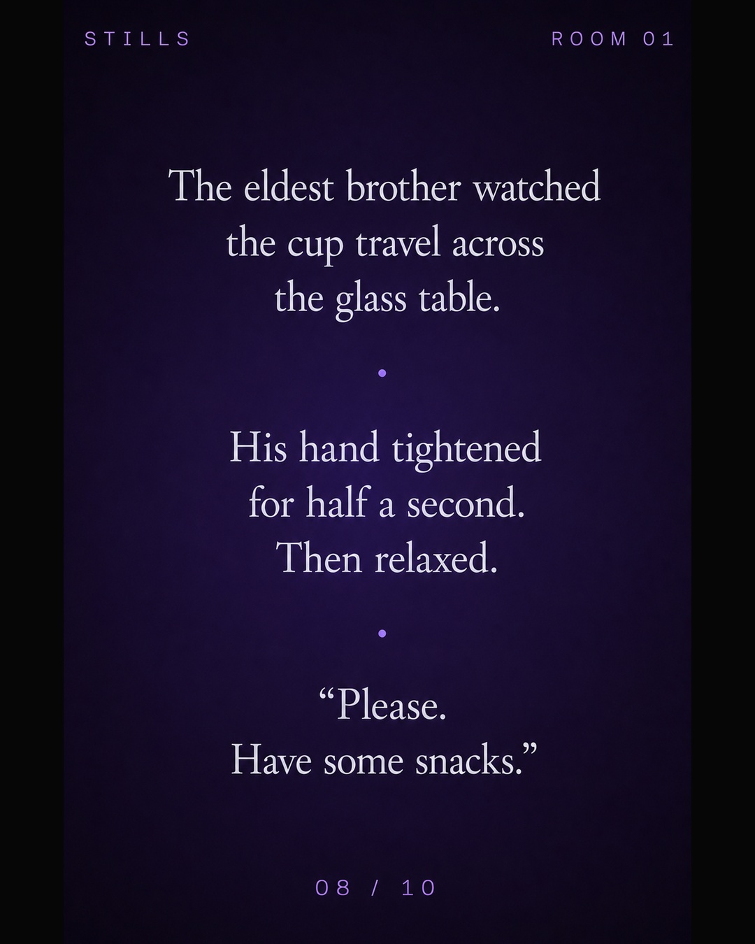 Text still describing the eldest brother noticing the gesture in the glass-table reflection.