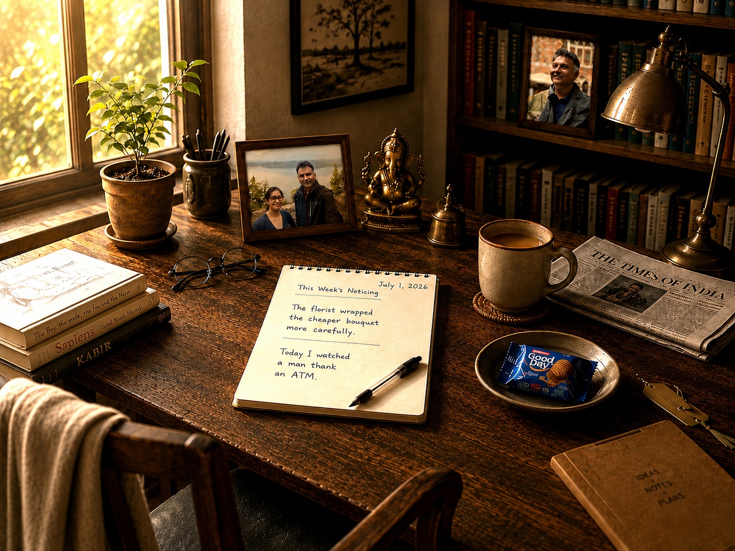 Nirav's writing desk — a noticing, every week.